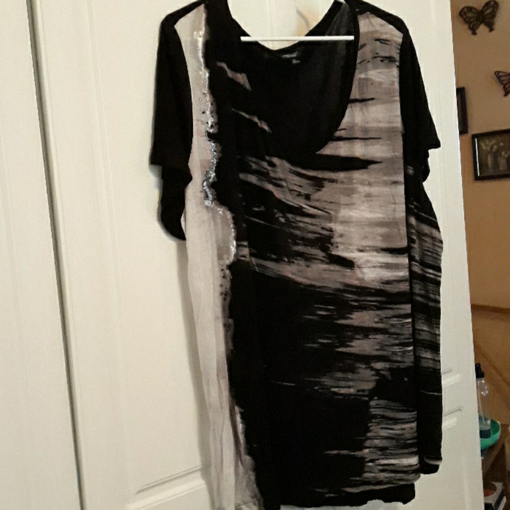 Simply Vera-Vera Wang Gray/Silver Hued Blouse